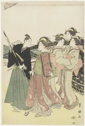 Oiran (vysokotřídní kurtizána) Cestování jako Mitate of Daimyo_ Procesí, konec 18.-začátek 19. století